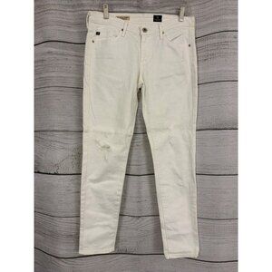 Adriano Goldschmied The Stevie Ankle Slim Straight Distressed White Jeans Size 2